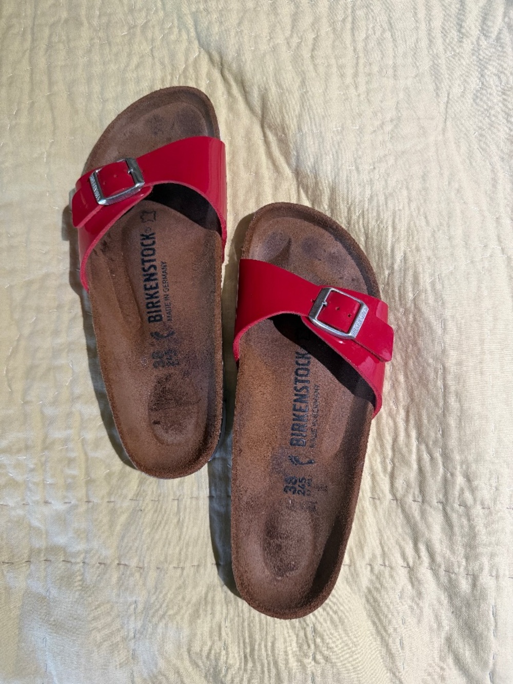 Red Patent Leather Birkenstock Sandals size 38